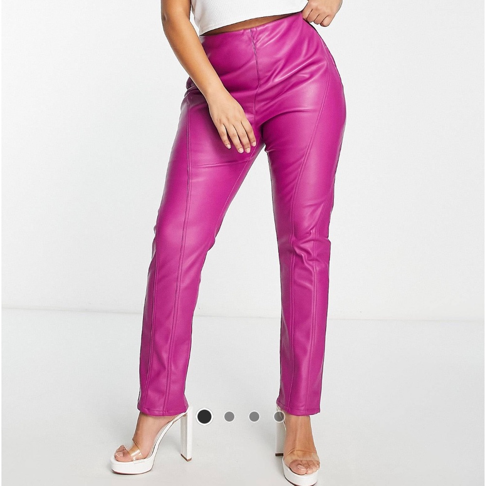 NWT ASOS DESIGN Curve faux leather cigarette
pants with seam detail in berry